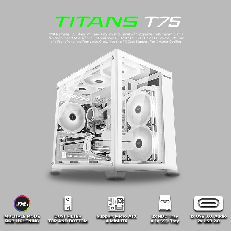 Jual NYK Nemesis T75 Titans Casing Komputer M ATX Include 1Fan Casing