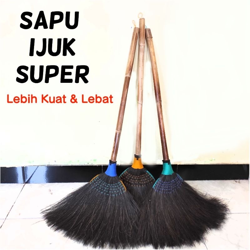 Jual Sapu Lantai Ijuk Super Tebal Lebat Gagang Rotan Kuat Shopee