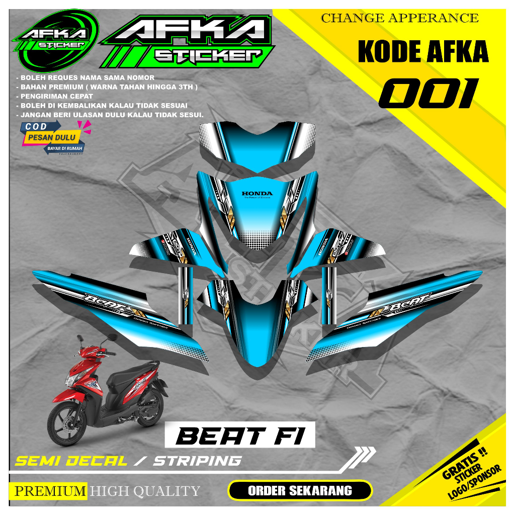 Jual Variasi Decal Sticker Motor Honda Beat Fi Full Body Motif Racing