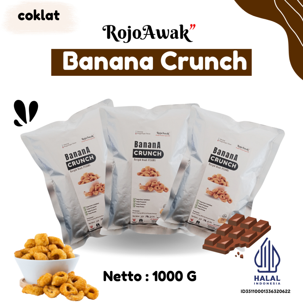 Jual Grosir Keripik Pisang Rambak Pisang Banana Crunch Rasa Coklat