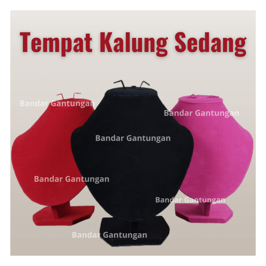 Jual Tempat Kalung Display Pajangan Kalung Bludru Sedang Warna Hitam