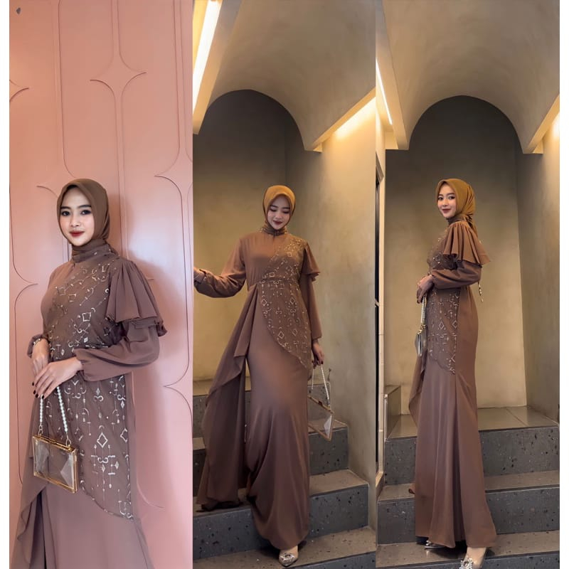 Jual Lala Dress Kondangan Gamis Brukat Terbaru Gaun Kondangan Muslimah