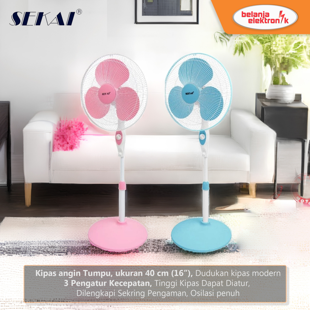 Jual SEKAI KIPAS ANGIN BERDIRI STAND FAN 16 INCH TUMPU SFN 1610