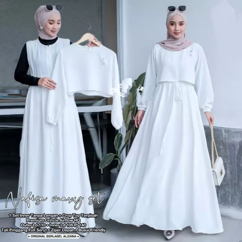 Jual Gamis Nafisa Maxy Set In Inner Outer Crop Crinkle Airflow Size S