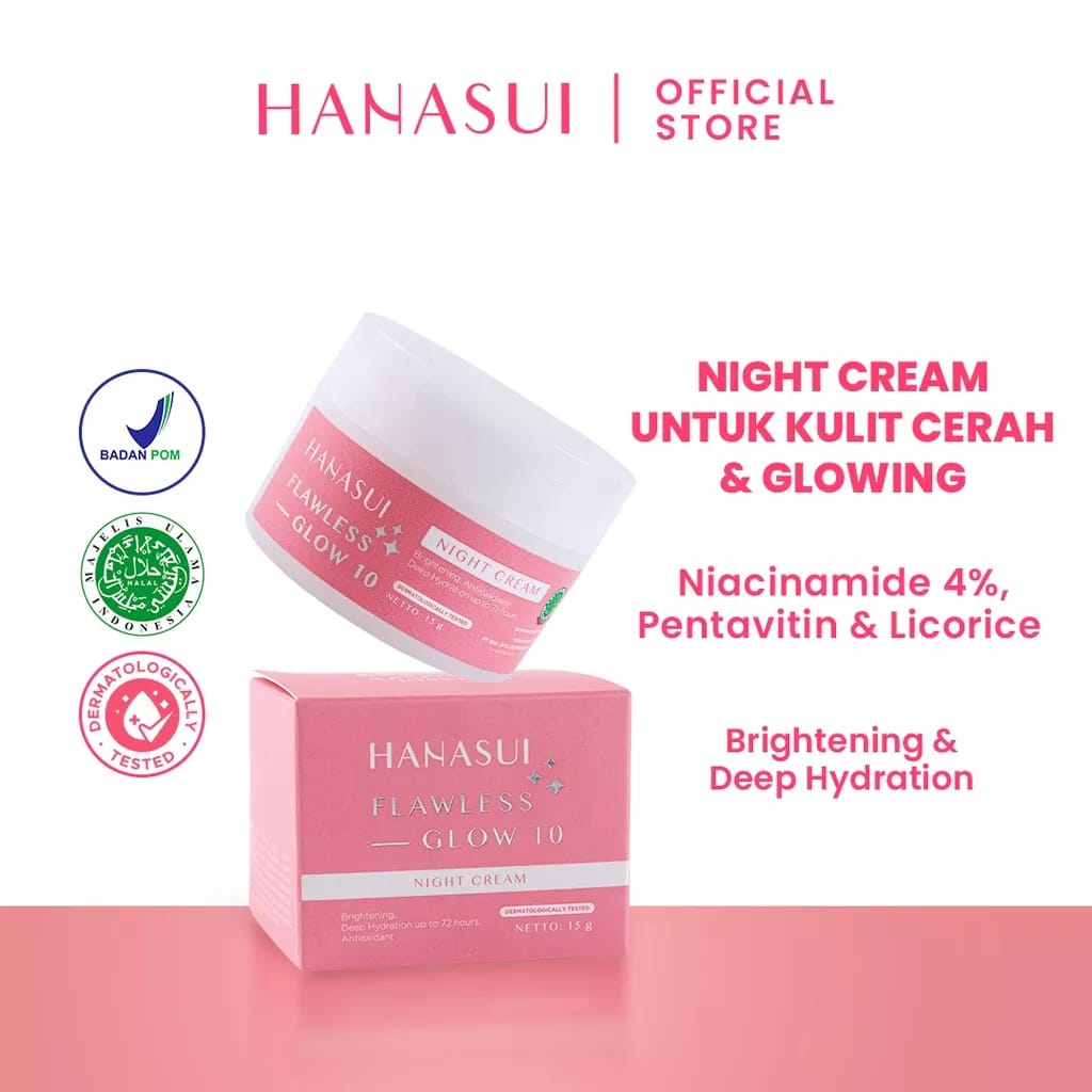 Jual HANASUI Flawless Glow 10 Brigtening Treatment Day Night Cream