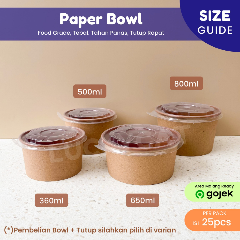 Jual Paper Bowl Mangkok Kertas Coklat Laminasi Food Safe Ml Ml