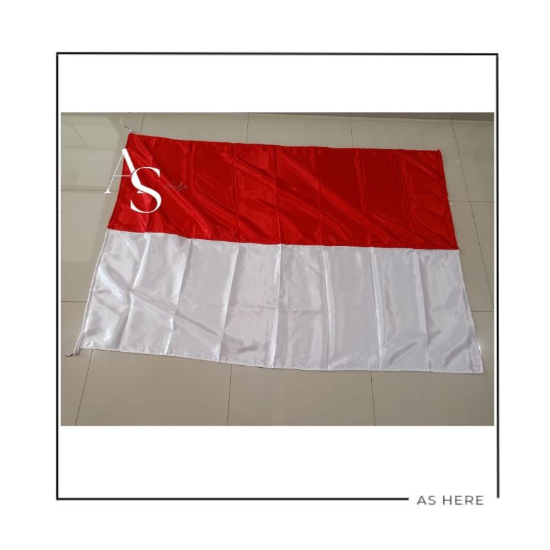 Jual BENDERA MERAH PUTIH UKURAN 150 X 225 CM BAHAN SATIN PENGAIT BESI