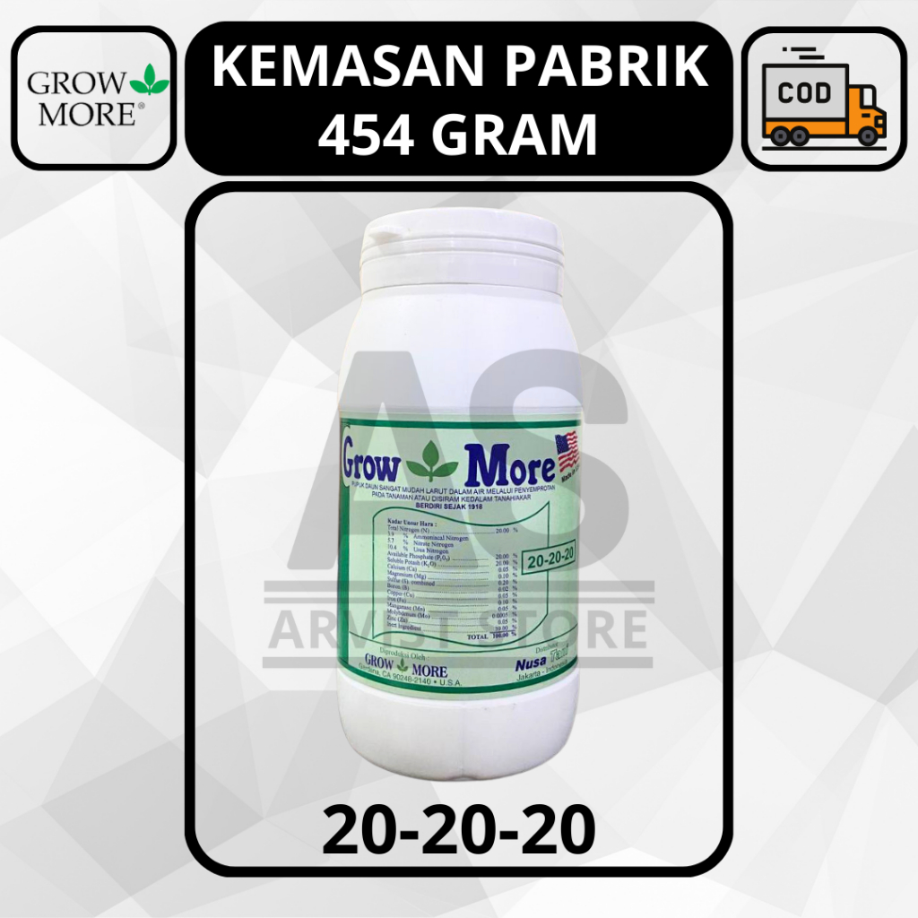 Jual Pupuk GROW MORE 20 20 20 454 Gram NPK Seimbang Pertumbuhan Tanaman