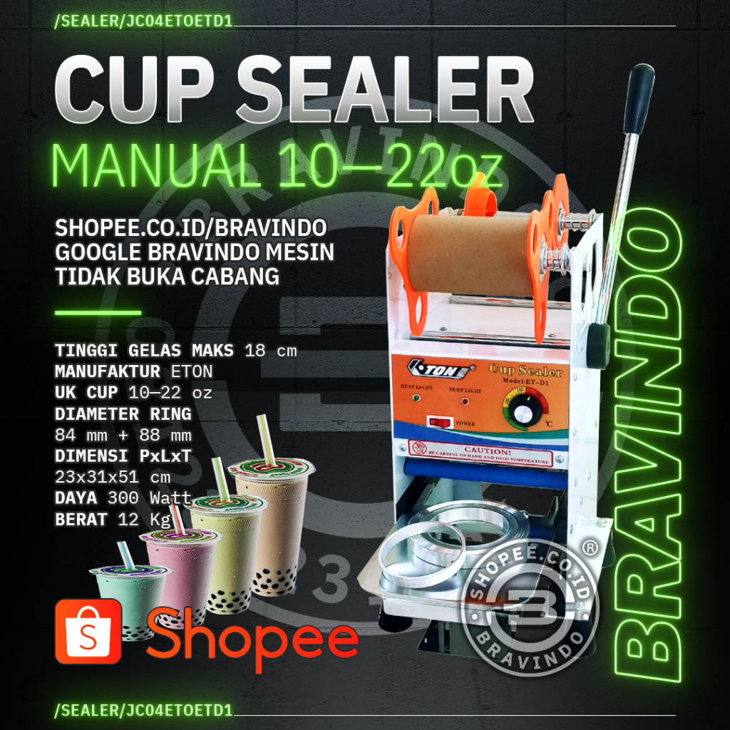 Jual Manual Cup Sealer Eton Et D Gelas Oz Shopee Indonesia