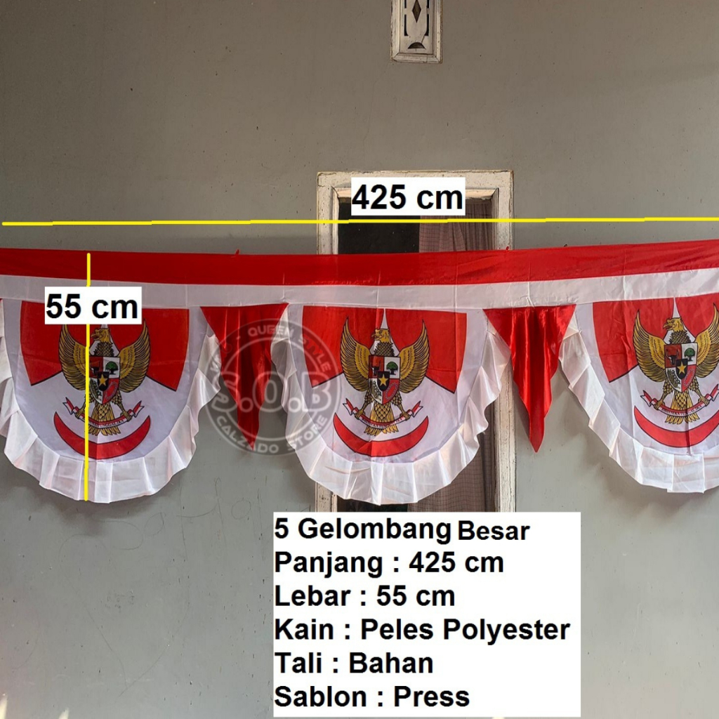 Jual Backdrop Bendera Merah Putih Umbul Umbul Garuda 10 5 Gelombang