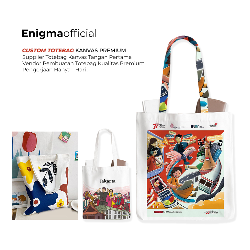 Jual Custom Totebag Kanvas Premium Custom Souvenir Vendor Totebag