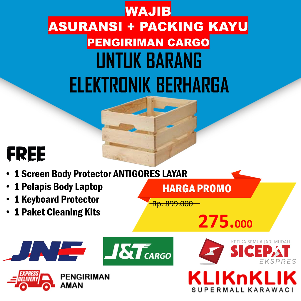 Jual Asuransi Pengiriman Dan Packing Kayu Untuk Pembelian Laptop Bonus