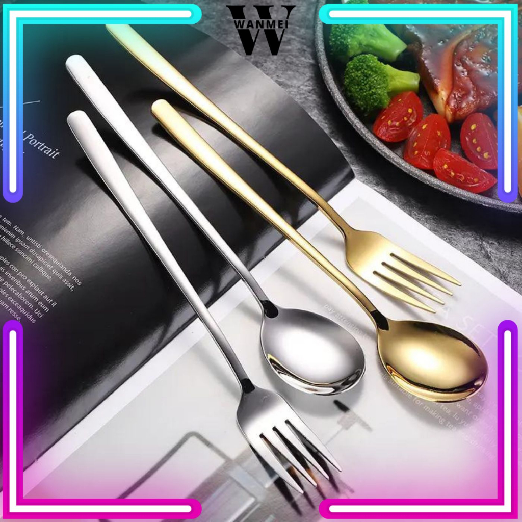 Jual Wm Sendok Garpu Sujeo Stainless Steel Tebal Gold Silver Set Alat