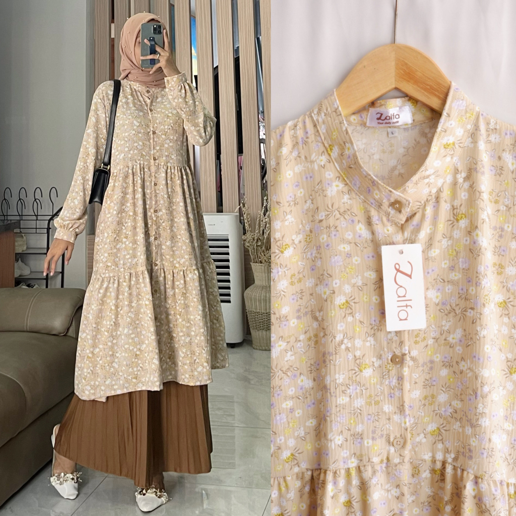 Jual FARISHA Long Tunik By ZALFA OUTFIT Long Tunik Motif Bunga