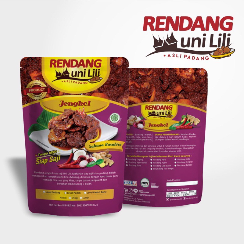 Jual Rendang Jengkol Gr Uni Lili Asli Padang Terdaftar Bpom