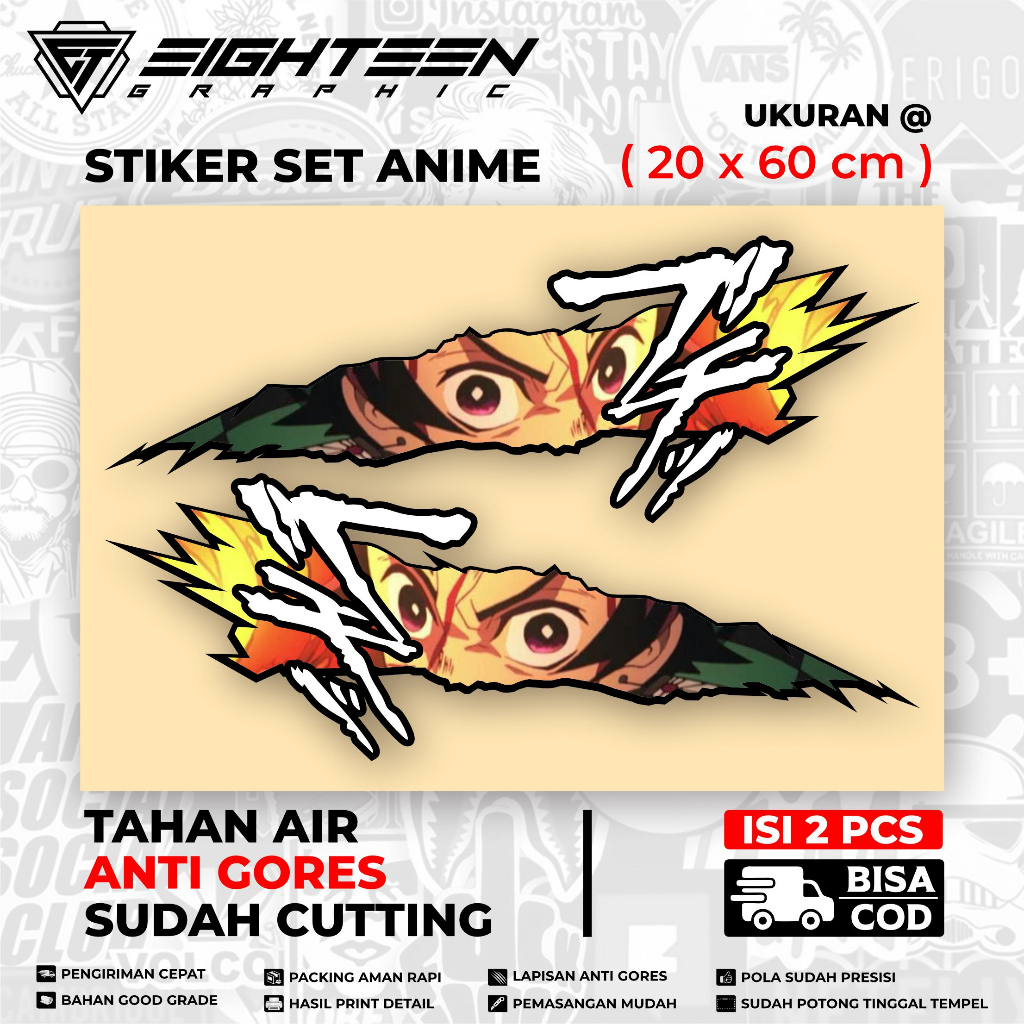 Jual STIKER ANIME 1 SET DEMON SLAYER TANJIRO STIKER AESTHETIC MOTOR