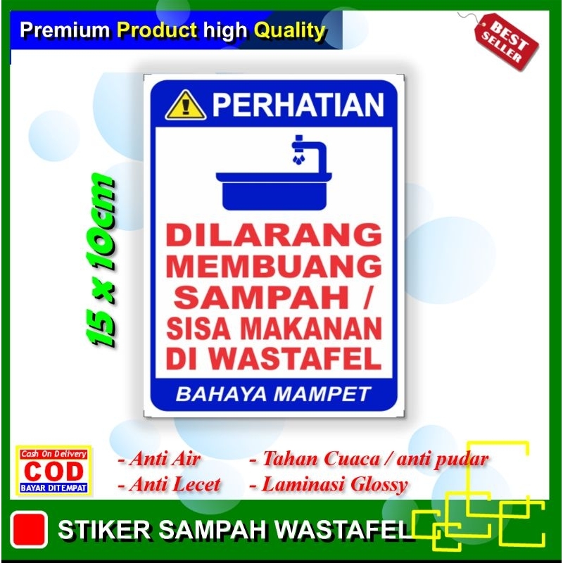 Jual Stiker Sampah Wastafel Sticker Dilarang Membuang Sampah Sisa