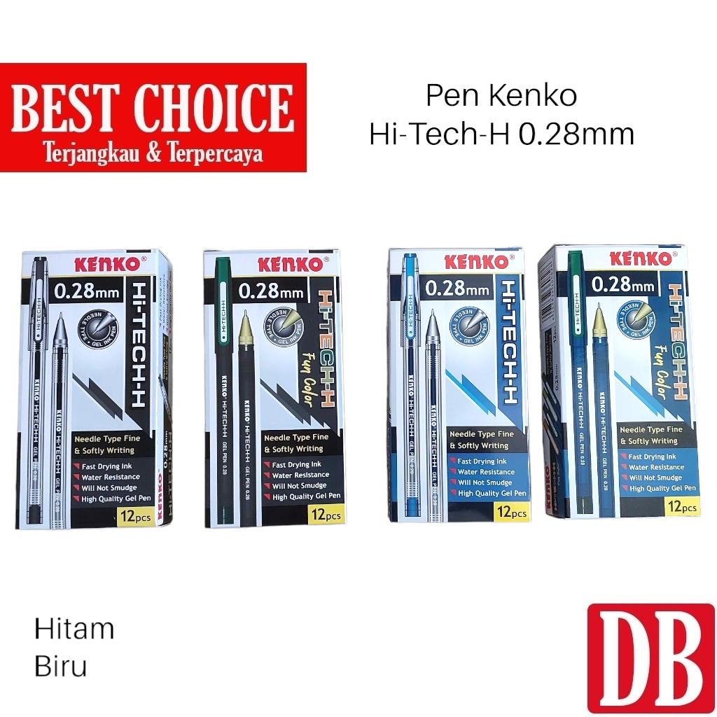 Jual Gel Pen Pulpen Hitech Hi Tech Kenko Mm Hitam Biru Pcs