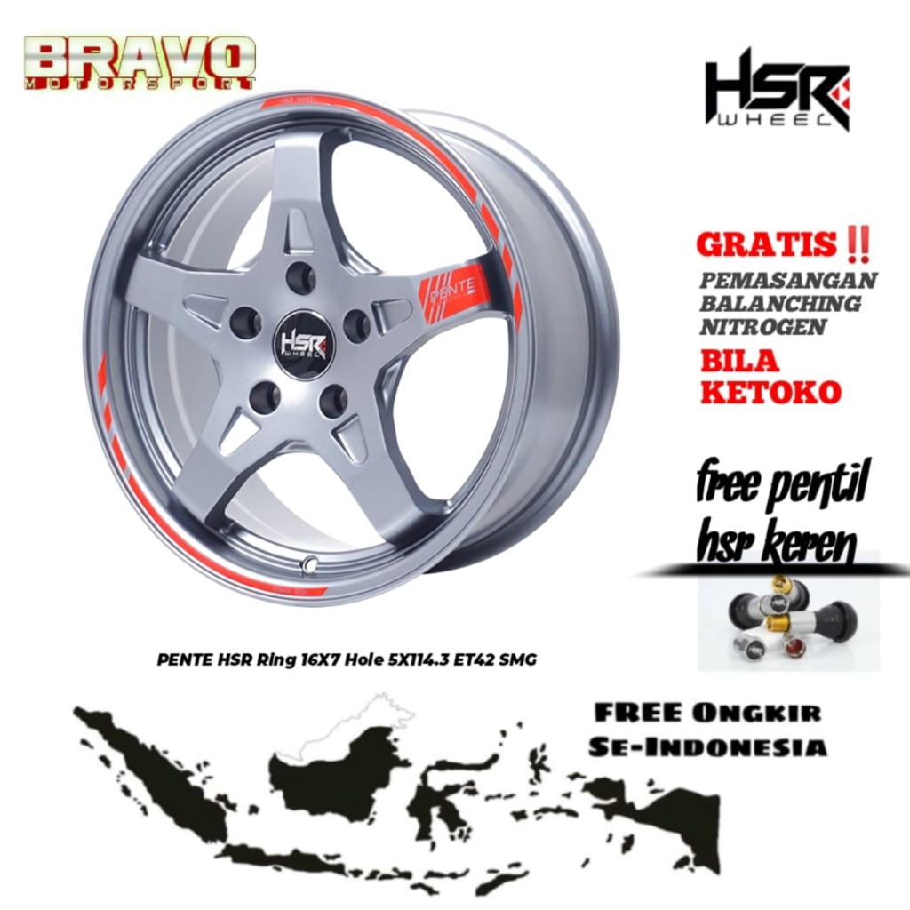 Jual Pelek Mobil Racing HSR PENTE Lebar 7 Pcd 5 For Innova Xpander