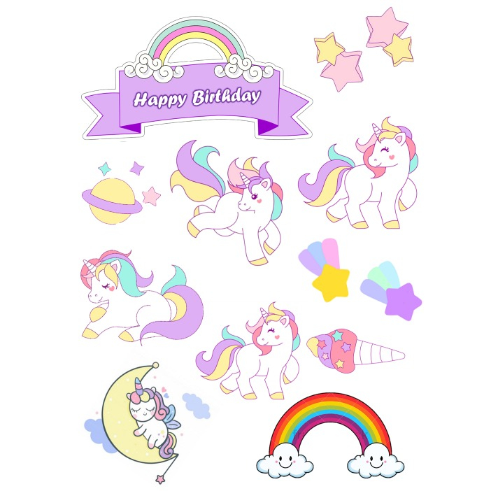 Jual Topper Tema Unicorn Custom Hiasan Cake Unicorn Free Cutting