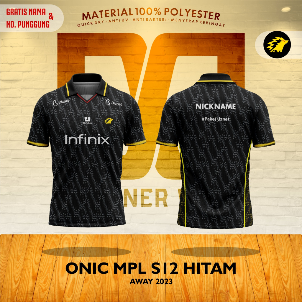 Jual Jersey Kaos Baju Atasan SUPORTER ONIC ESPOTS MPL S12 HITAM Free