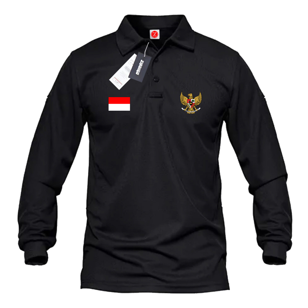 Jual Zirdigo Kaos Polo Shirt Pria Kerah Lengan Panjang Garuda Mp Sablon