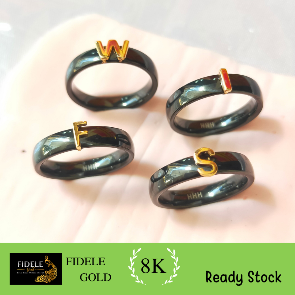 Jual Cincin Keramik Huruf E F I Cincin Emas Asli Surabaya 375 8karat