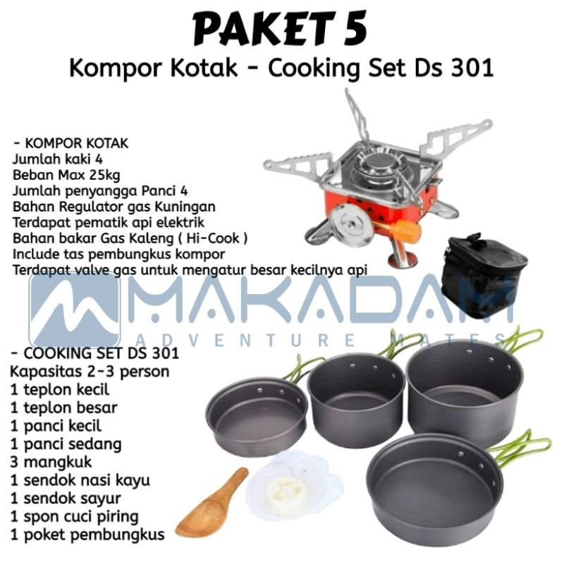 Jual Paket Kompor Kotak Windproof Cooking Set Nesting Camping Shopee