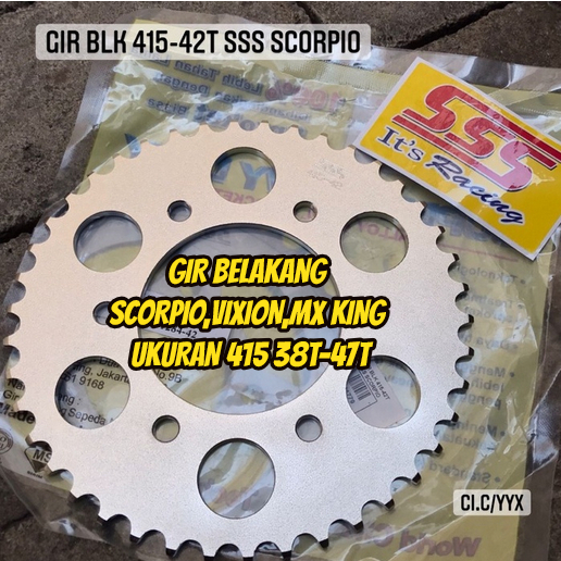 Jual GIR BELAKANG SCORPIO VIXION MX KING UKURAN 415 38T 47T SSS