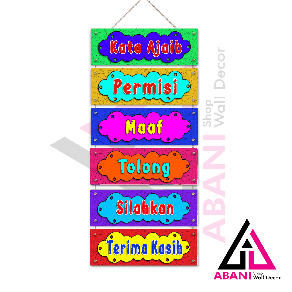 Jual 5 Kata Ajaib Hiasan Dinding Kelas TK SD Magic Word Poster Edukasi