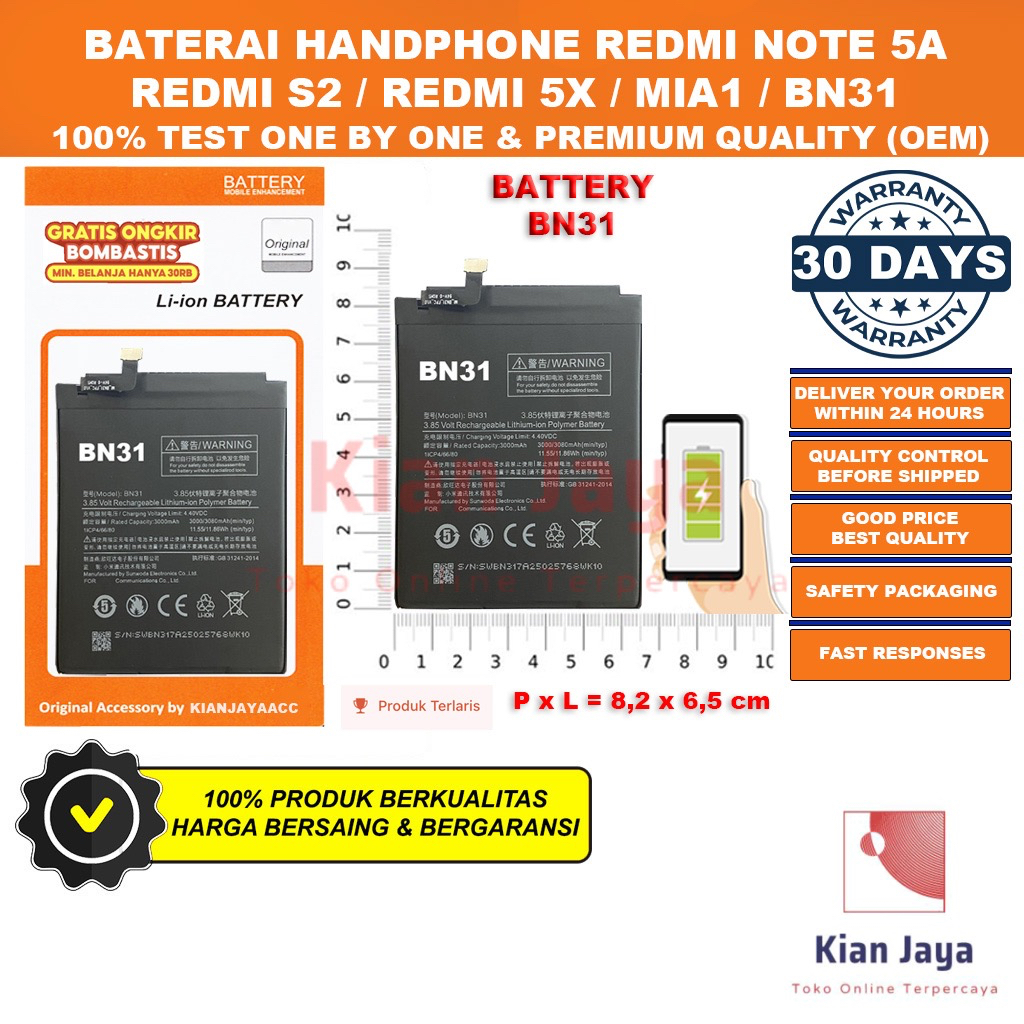 Jual Baterai Redmi Note A Redmi X Mia Redmi S Bn Original Oem