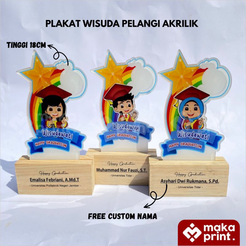 Jual Plakat Akrilik Wisuda Pelangi Plakat Akrilik Plakat Wisuda