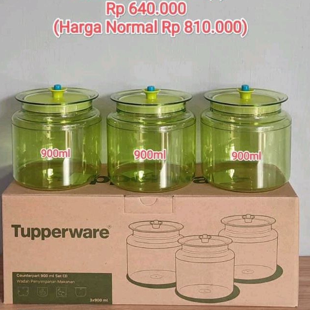 Jual Tupperware Counterpart Ml Ecer Per Pcs Green Shopee Indonesia