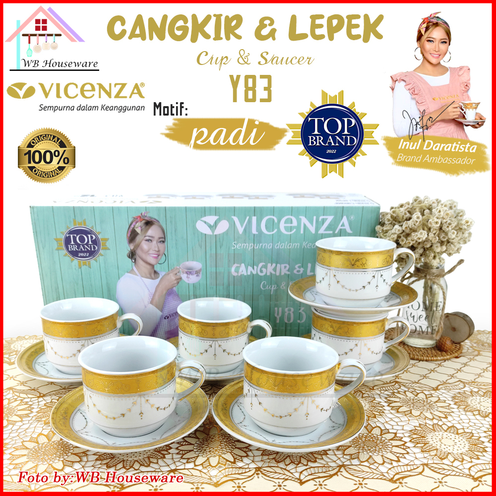 Jual VICENZA 6 Pasang Cangkir Set Tatakanmotif Padi Tea Set Cup And