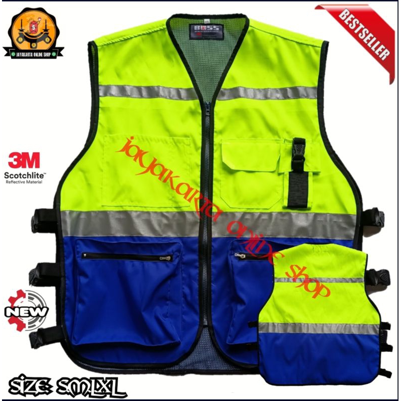 Jual SAFETY VEST ROMPI SAFETY BAHAN TASLAN KOMBINASI WARNA HIJAU