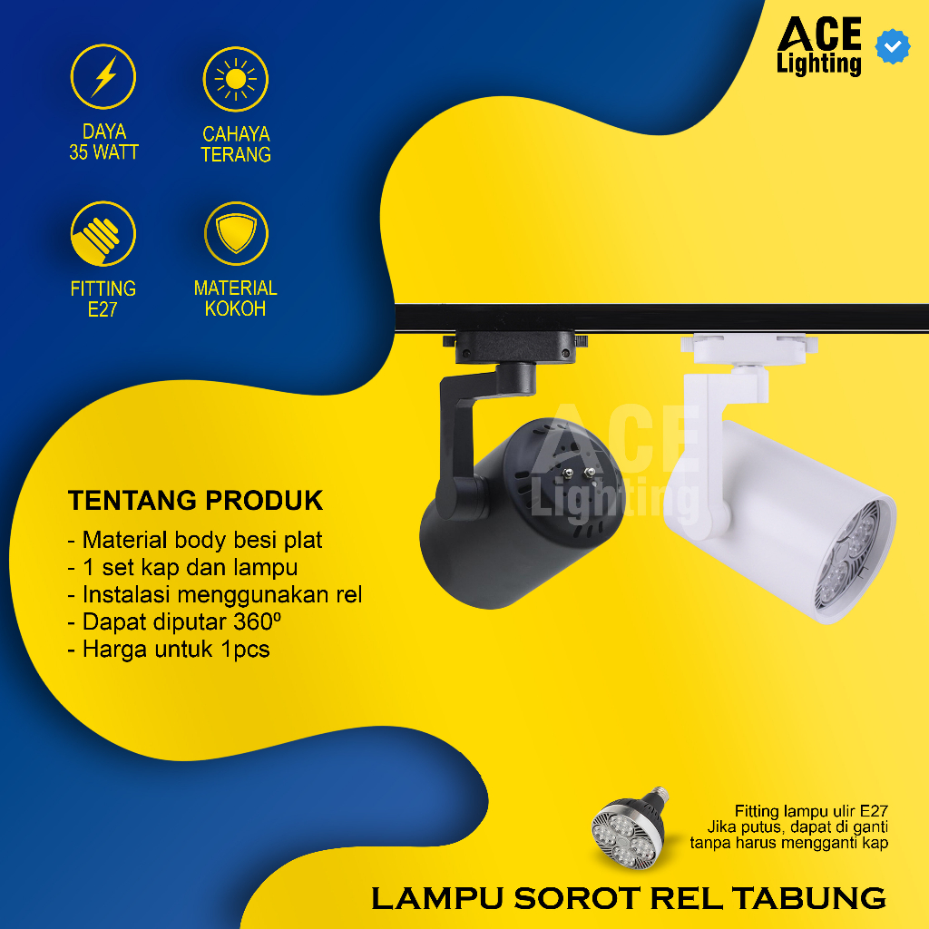 Jual Lampu Sorot Par Watt Spotlight Rel Track Satuan Tabung