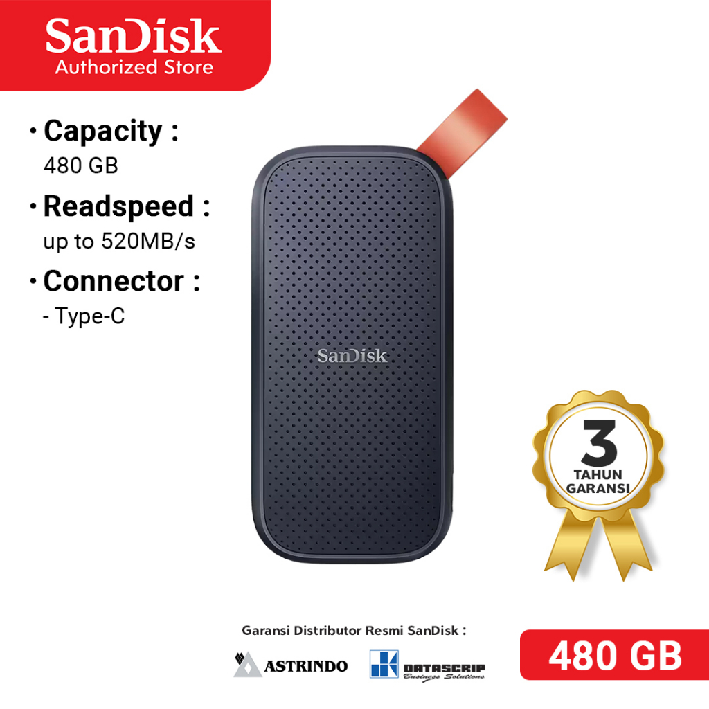 Jual SSD External 480GB SanDisk Extreme Up To 800Mbps E30 Garansi