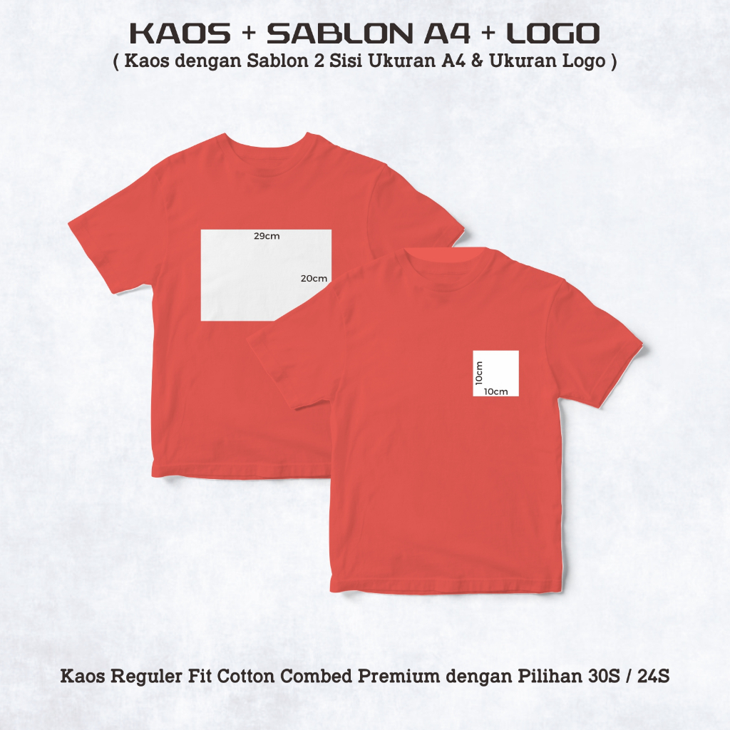 Jual Kaos Custom Sablon 2 Sisi Ukuran A4 Logo Shopee Indonesia