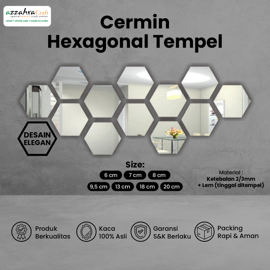 Jual Kaca Cermin Hexagonal Cermin Asli Ukuran Cm X Cm X Cm