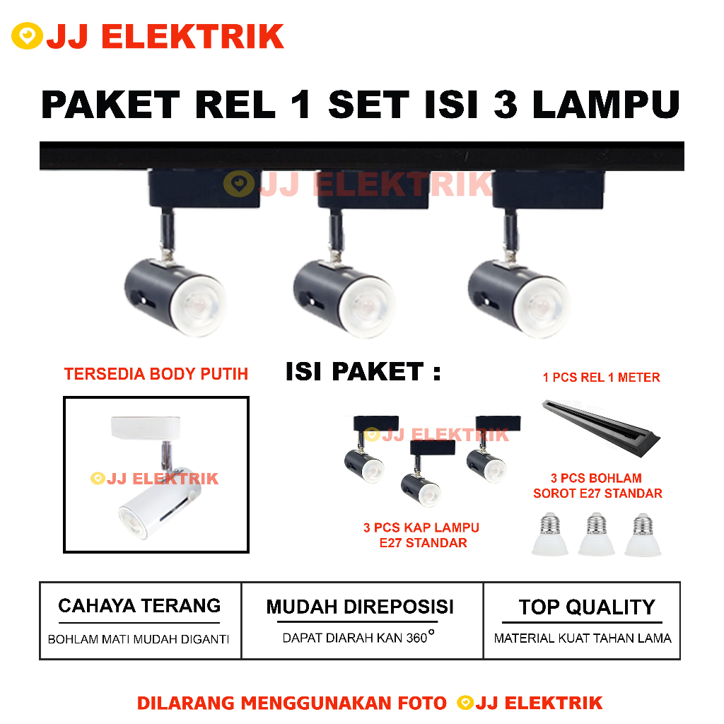 Jual Paket 3 Lampu Rell Track LED Sorot Lampu Sorot Plafon Tracklight