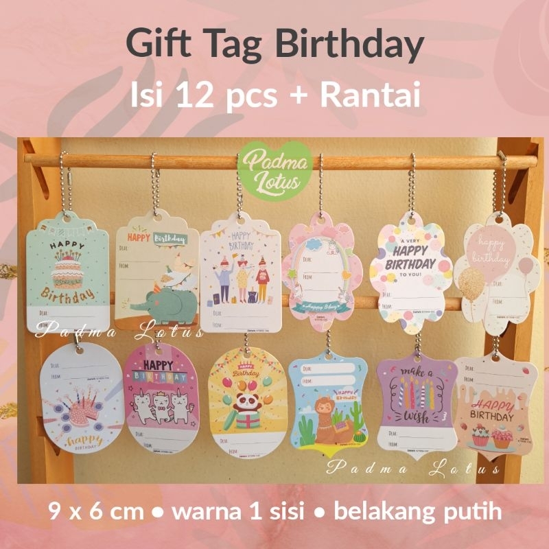 Jual Gift Tag Natal 12pcs Plus Tali Rantai Kartu Ucapan Ulang Tahun