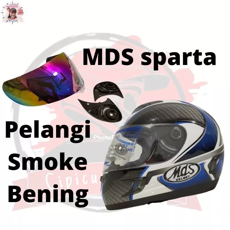 Jual Kaca Helm MDS Sparta Full FACE Pelangi SMOKE Bening Pelangi Light