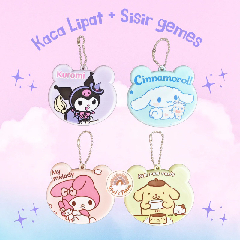 Jual Kaca Keychain Motif Sanrio Kuromi Melody Cinnamoroll