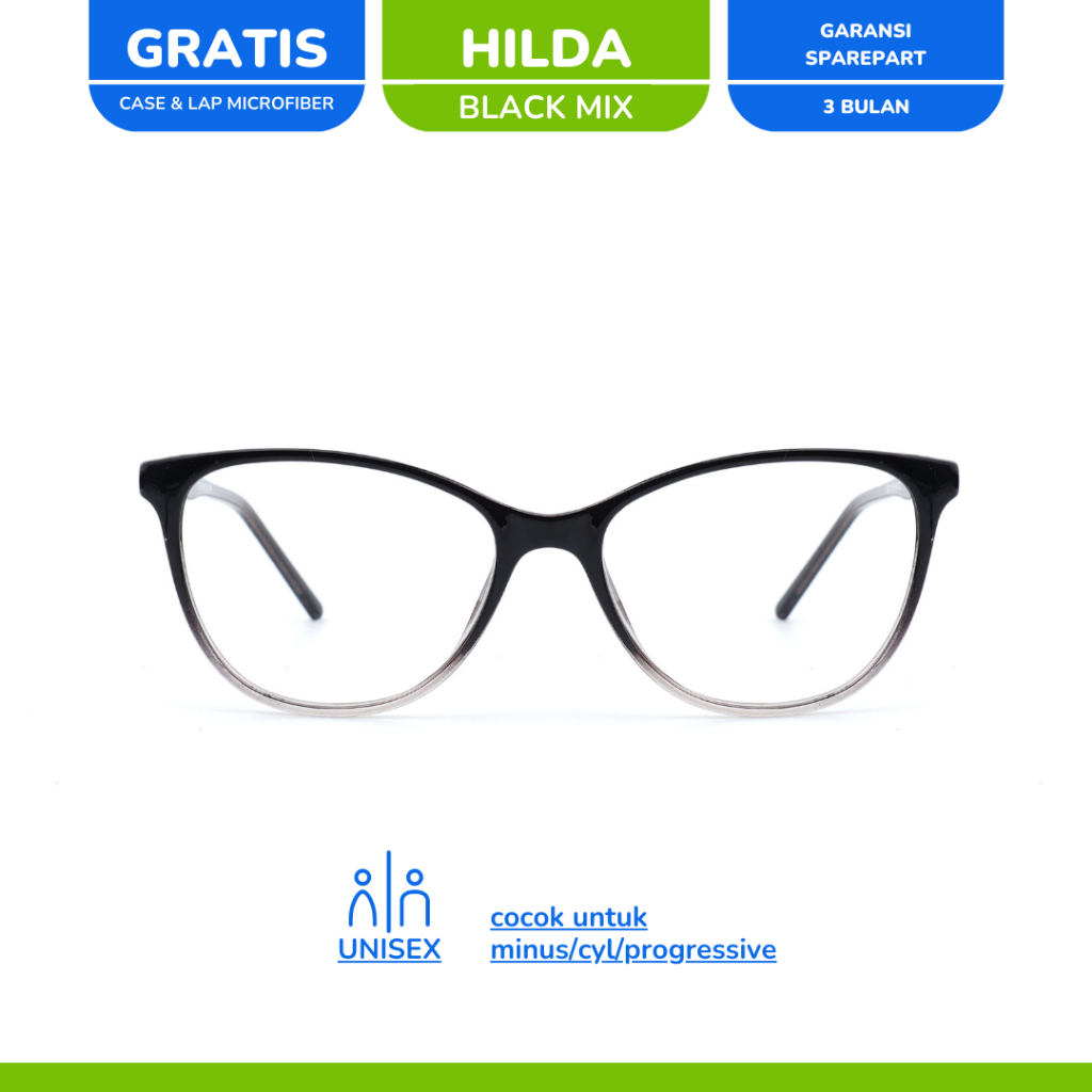 Jual Zonakacamata The Classic Hilda Black Mix Frame Kacamata Pria