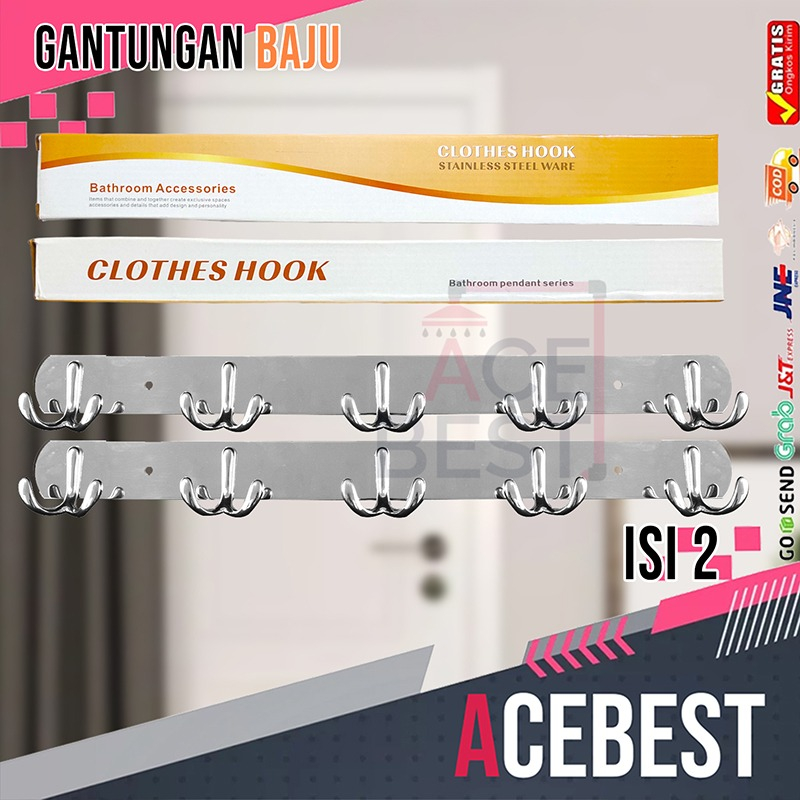 Jual Kapstok Gantungan Baju Stainless Kait Hook Gantunga Handuk