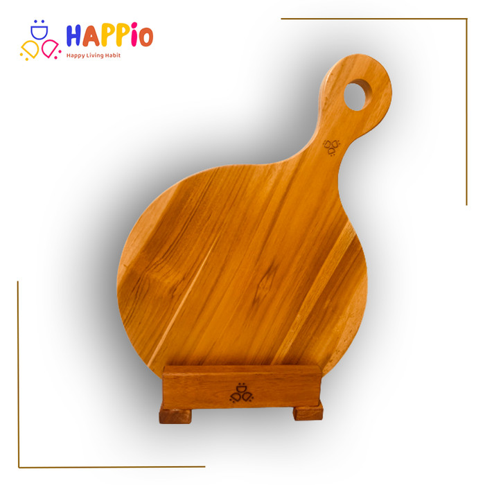 Jual Talenan Kayu Bulat Happio Round Wood Chopping Cutting Board