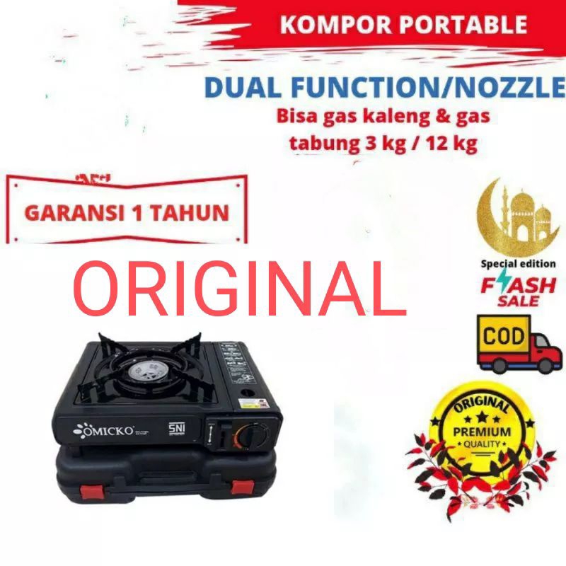 Jual Niko Kompor Portable 2in1 Gas Kaleng Dan LPG Omicko Free Koper