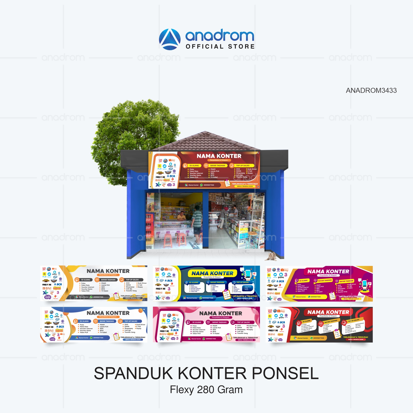 Jual Spanduk Konter Ponsel Banner Konter Ponsel Custom Nama Toko