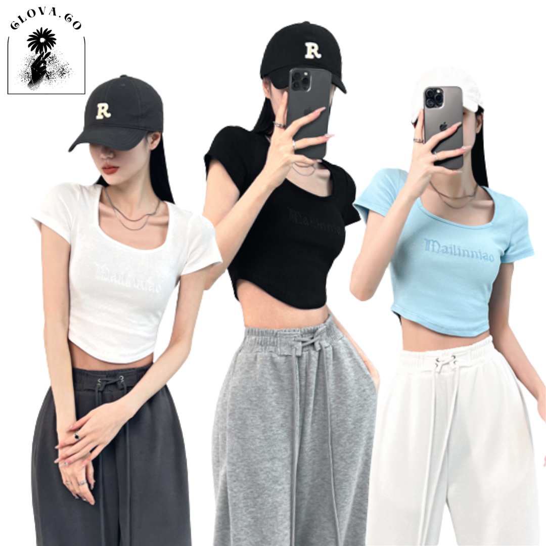 Jual CLOVA BJ385 Korean Crop Top Rib Sexy Crop Top Kaos Wanita Ava