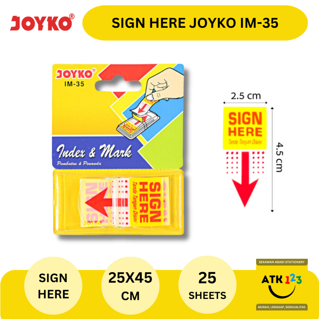 Jual Sticky Note Sign Here Penanda Merk Joyko Im Plastik